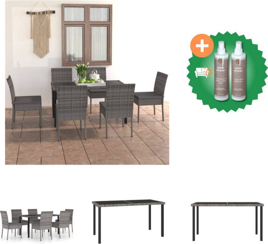 VidaXL Tuinset Elegant Buitenmeubelset 140x70x73 cm Kleur- grijs Afmetingen stoel- 57x44x88 cm Dikte zitkussen- 5 cm Tuinset Inclusief Onderhoudsset