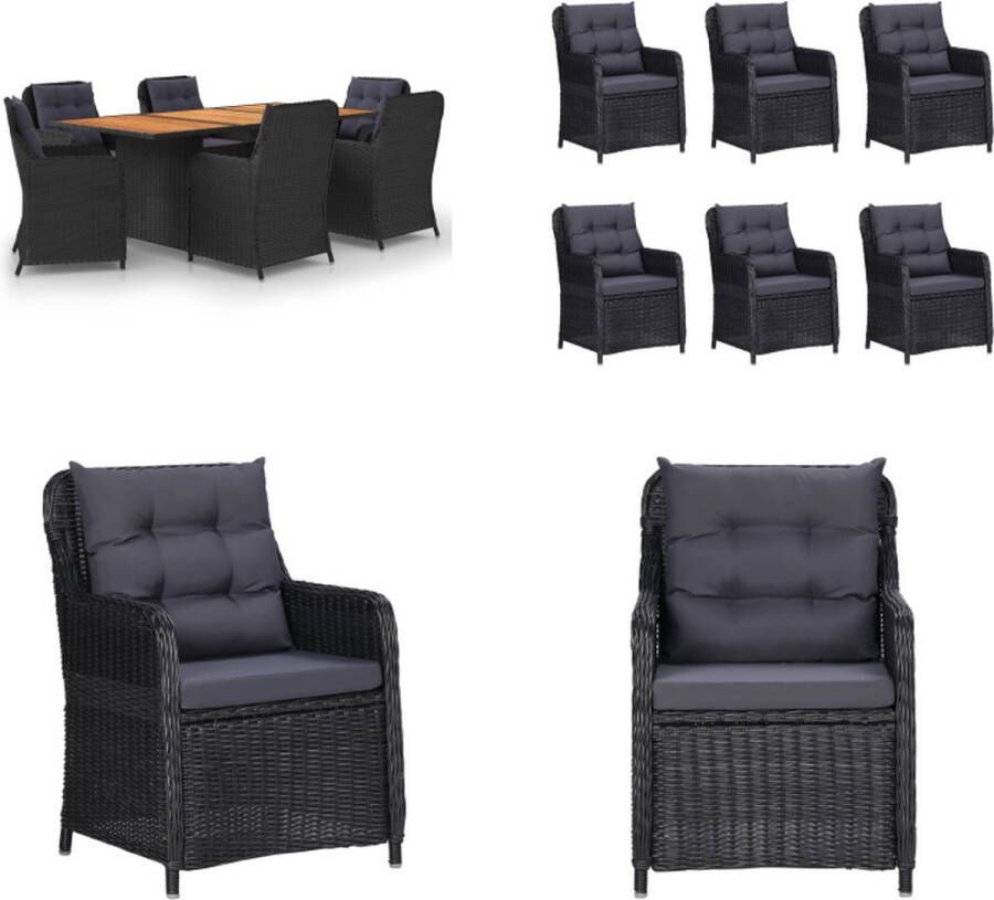 VidaXL 7-delige Tuinset poly rattan zwart Eetset Eetsets Tuinset Tuinsets