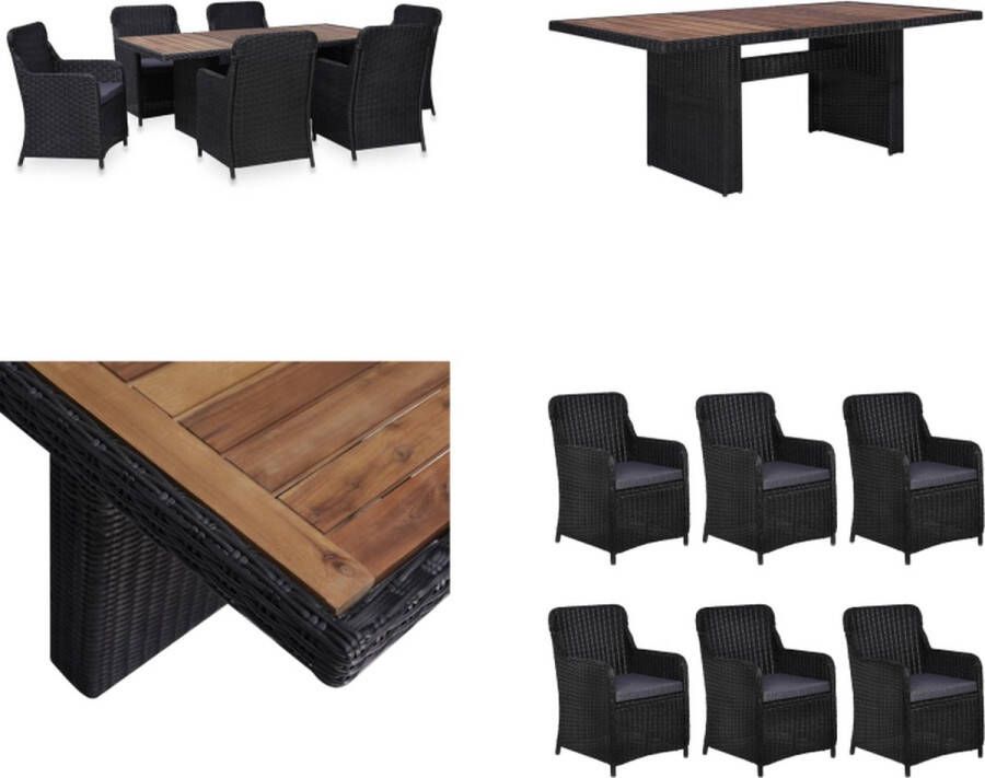 VidaXL 7-delige Tuinset poly rattan zwart Tuintafel En Stoel Tuintafels En Stoelen Tuintafel Set Tuintafel Sets