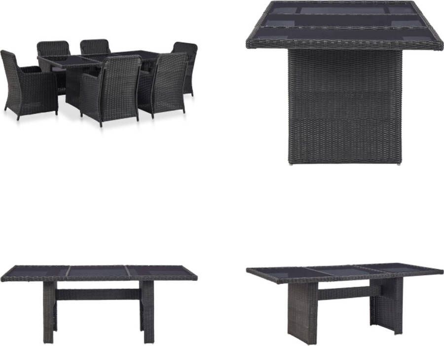 VidaXL 7-delige Tuinset poly rattan zwart Tuintafel En Stoel Tuintafels En Stoelen Tuintafel Set Tuintafel Sets