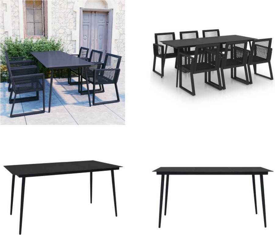 VidaXL 7-delige Tuinset PVC-rattan zwart Eetset Eetsets Eettafel En Stoel Eettafels En Stoelen