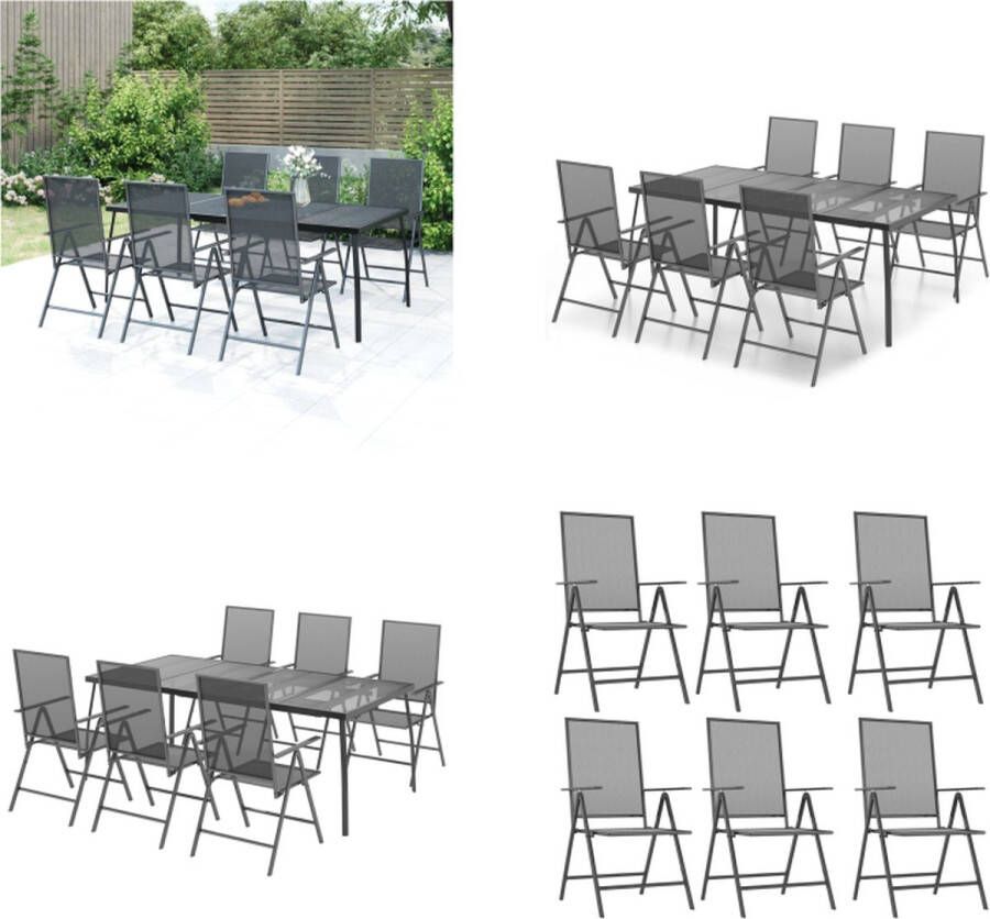 VidaXL 7-delige Tuinset staal antracietkleurig Tuinset Eethoek Buitenset
