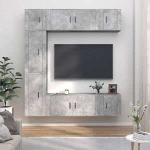 VidaXL 7-delige Tv-meubelset bewerkt hout betongrijs