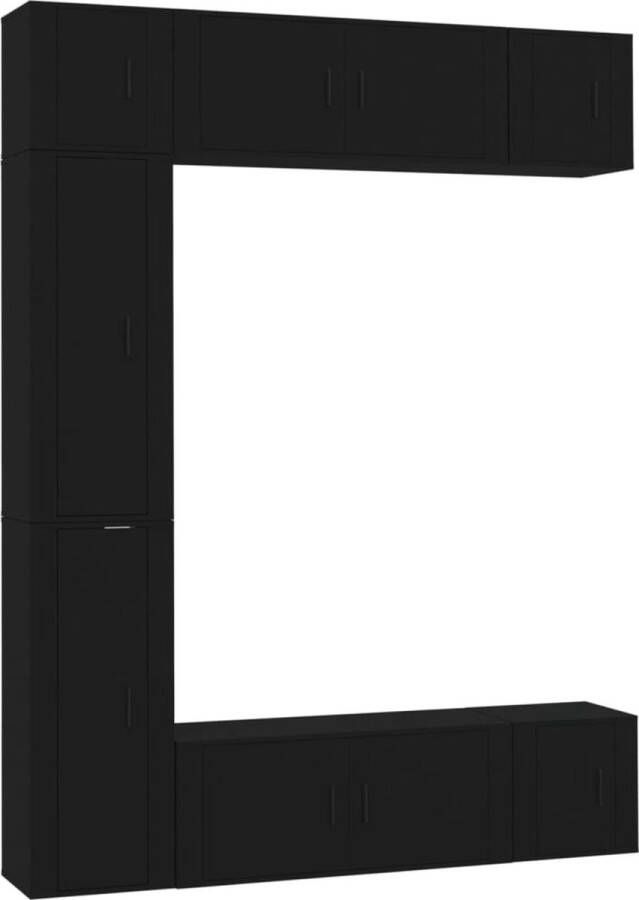 vidaXL -7-delige-Tv-meubelset-bewerkt-hout-zwart