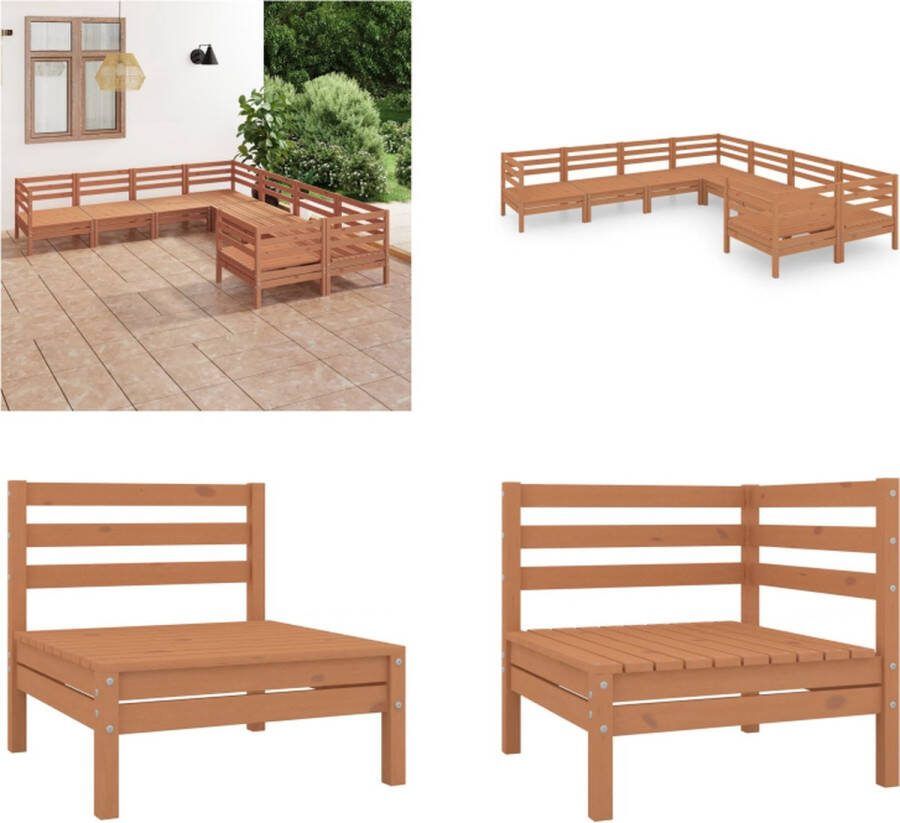 VidaXL 8-delige Loungeset massief grenenhout honingbruin Pallet Loungeset Pallet Loungesets Pallet Loungebank Loungeset