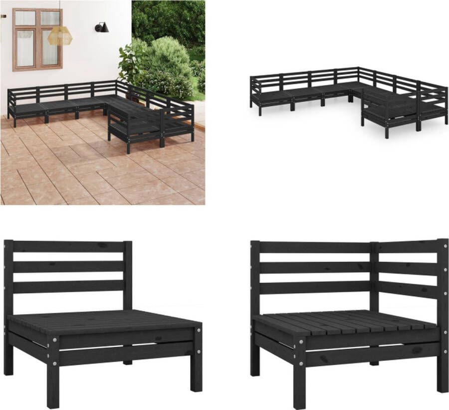VidaXL 8-delige Loungeset massief grenenhout zwart Pallet Loungeset Pallet Loungesets Pallet Loungebank Loungeset