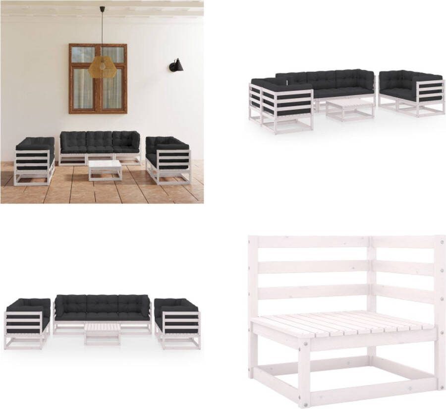 VidaXL 8-delige Loungeset met kussens massief grenenhout Loungeset Loungesets Tuinsets
