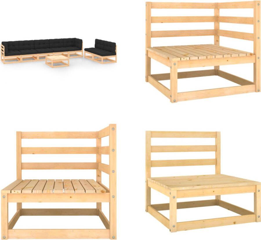 VidaXL 8-delige Loungeset met kussens massief grenenhout Loungeset Loungesets Tuinsets