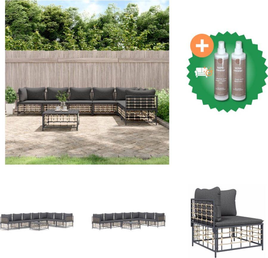 VidaXL Hoekbank Antraciet Poly Rattan 72 x 72 x 66 cm Weerbestendig Loungebank Inclusief Onderhoudsset