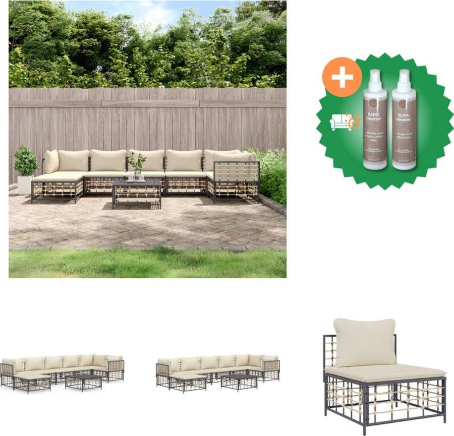 VidaXL Loungeset Poly rattan Antraciet 72x72x66 cm Weerbestendig Let op Hoekbank middenbank tafel voetenbankje kussen en montage vereist Loungebank Inclusief Onderhoudsset