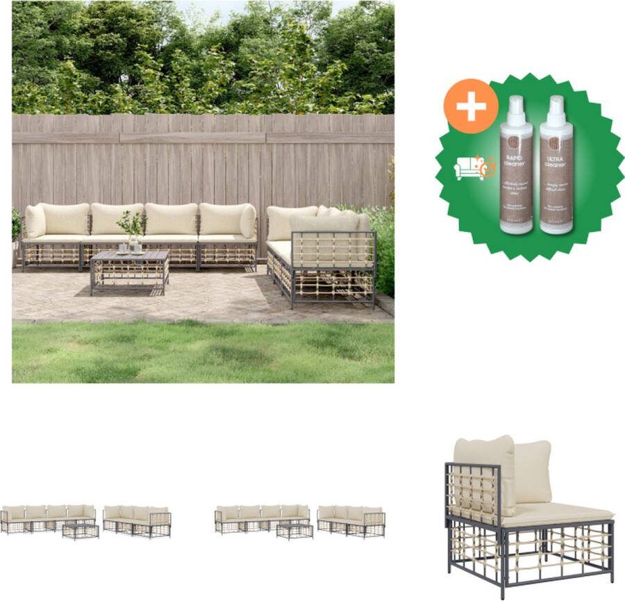 VidaXL Loungeset Antraciet Poly Rattan Hoekbank 72x72x66cm Middenbank 72x70x66cm Tafel 70x70x34cm Loungebank Inclusief Onderhoudsset