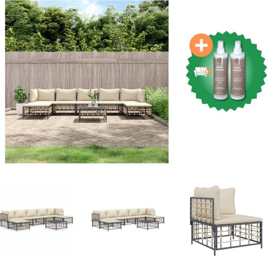 VidaXL loungeset poly rattan antraciet 72x72x66cm comfortabel en weerbestendig Loungebank Inclusief Onderhoudsset