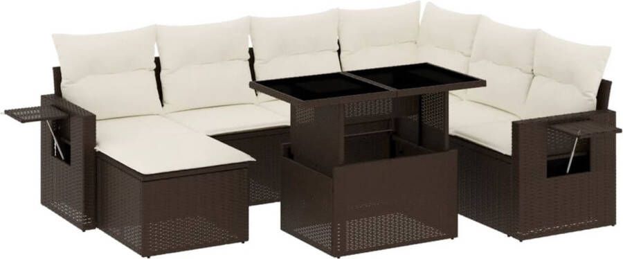 VidaXL 8-delige Loungeset met kussens poly rattan bruin