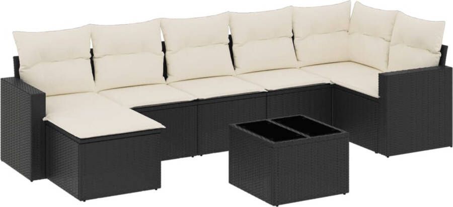 VidaXL 8-delige Loungeset met kussens poly rattan zwart