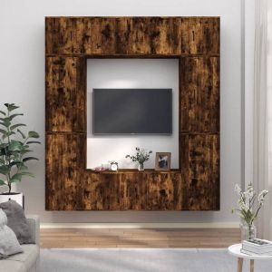 VidaXL 8-delige Tv-meubelset bewerkt hout gerookt eikenkleurig