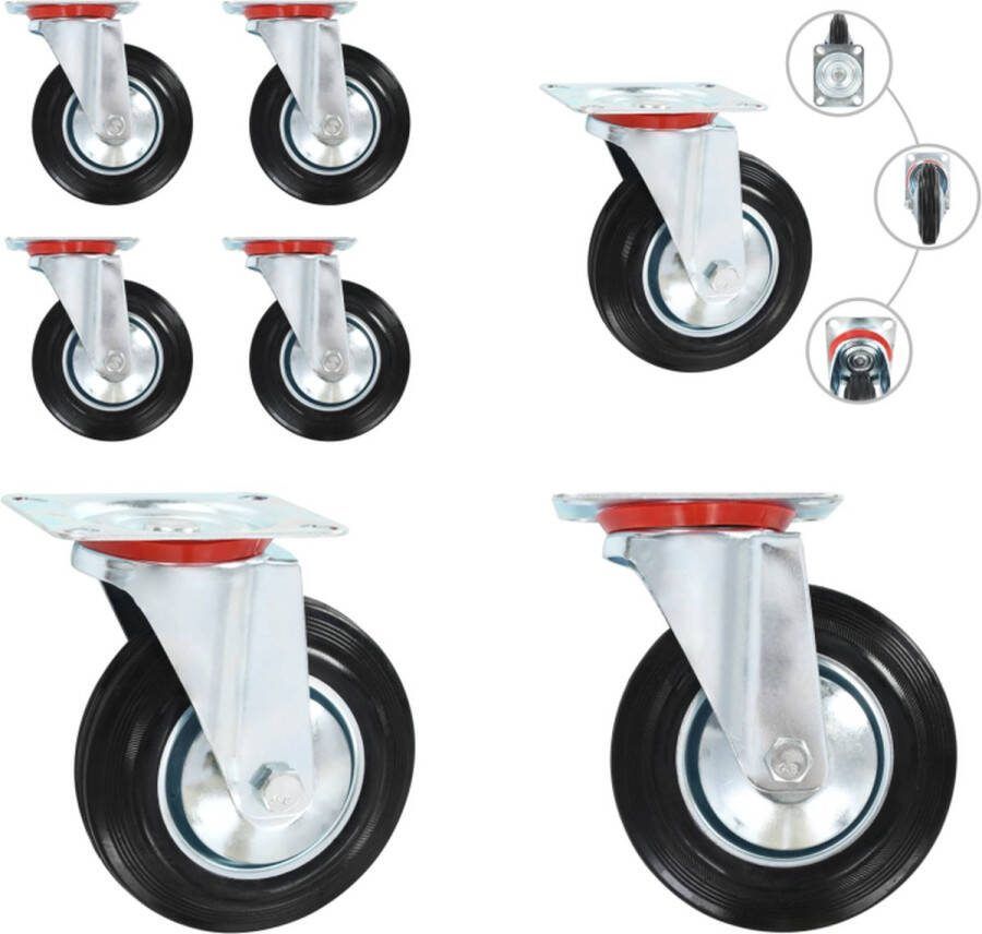 VidaXL 8 st Zwenkwielen 160 mm Zwenkwiel Zwenkwielen Trolley Zwenkwiel Trolley Zwenkwielen
