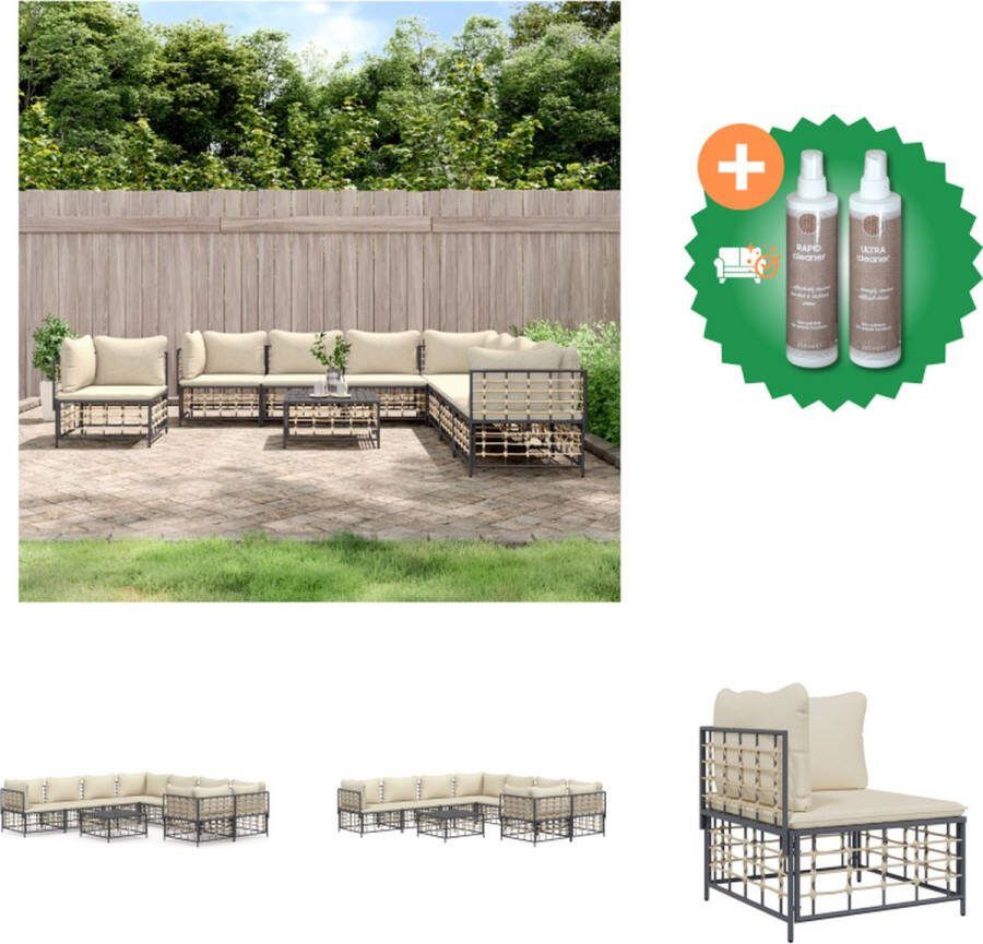 VidaXL Hoekbank Loungeset Antraciet Poly Rattan 72 x 72 x 66 cm Weerbestendig Loungebank Inclusief Onderhoudsset