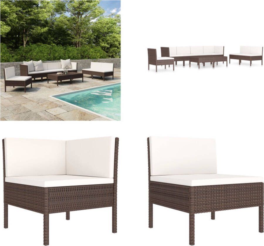 VidaXL 9-delige Loungeset met kussens poly rattan bruin Tuinbank Tuinbanken Loungebank Loungebanken