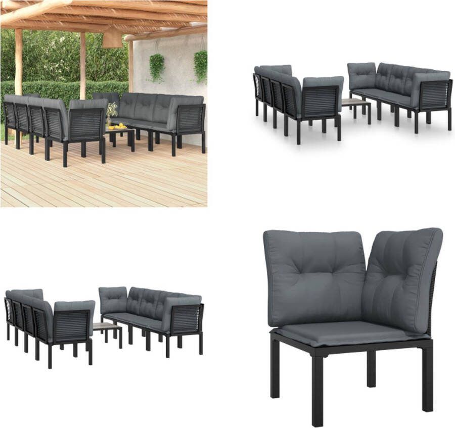 VidaXL 9-delige Loungeset poly rattan zwart en grijs Loungeset Loungesets Tuinset Loungeset Tuin