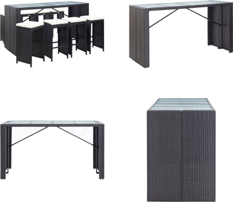 VidaXL 9-delige Tuinbarset poly rattan zwart Tuinbarset Tuinbarsets Tuinset Tuinsets