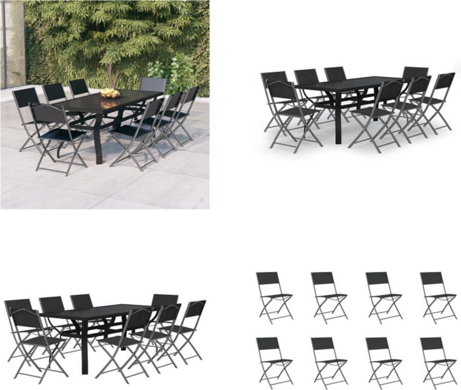 VidaXL 9-delige Tuinset grijs en zwart Tuinset Tuinsets Terrasset Tuinmeubel