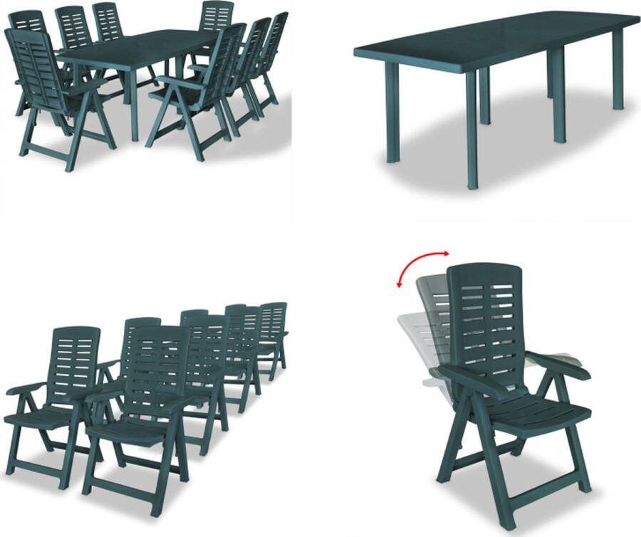 VidaXL -9-delige-Tuinset-kunststof-groen Tuinset Tuinsets Tuin Set Tuin Sets