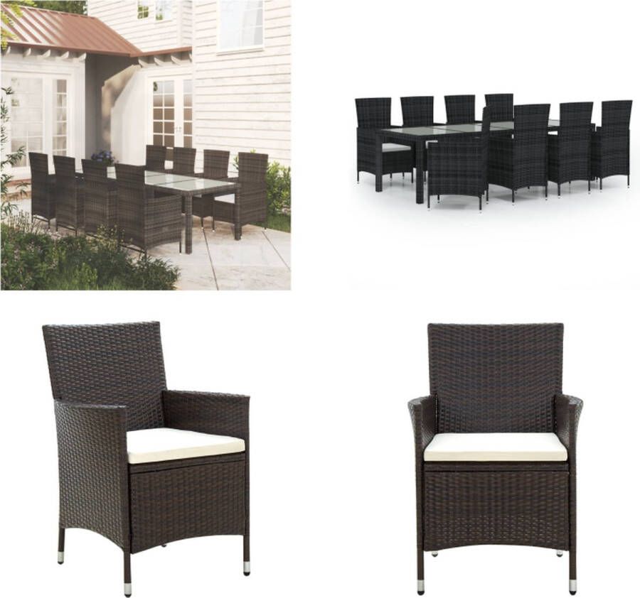 VidaXL 9-delige Tuinset met kussens poly rattan bruin Tuinset Tuinsets Tuineetset Tuinmeubelset