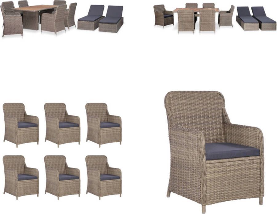 VidaXL 9-delige Tuinset poly rattan bruin Tuintafel En Stoel Tuintafels En Stoelen Tuintafel Set Tuintafel Sets