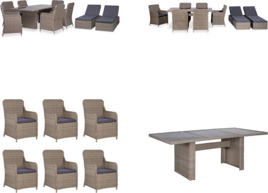 VidaXL 9-delige Tuinset poly rattan bruin Tuintafel En Stoel Tuintafels En Stoelen Tuintafel Set Tuintafel Sets