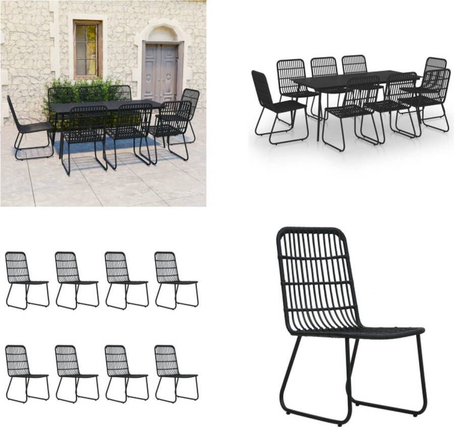 VidaXL 9-delige Tuinset poly rattan en glas Eetset Eetsets Eettafel En Stoel Eettafels En Stoelen