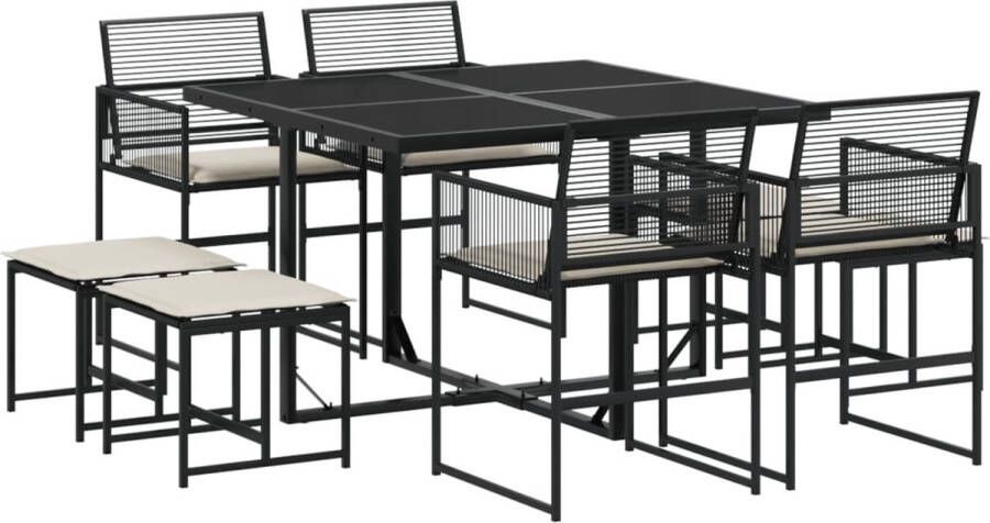 VidaXL 9-delige Tuinset poly rattan zwart