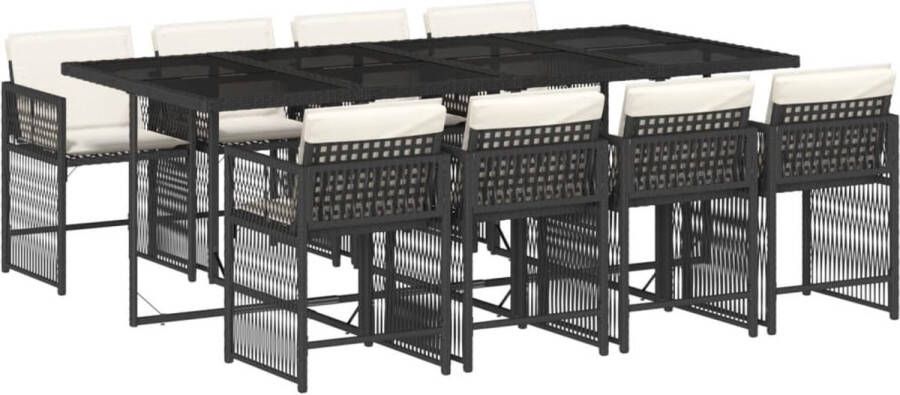 VidaXL 9-delige Tuinset poly rattan zwart
