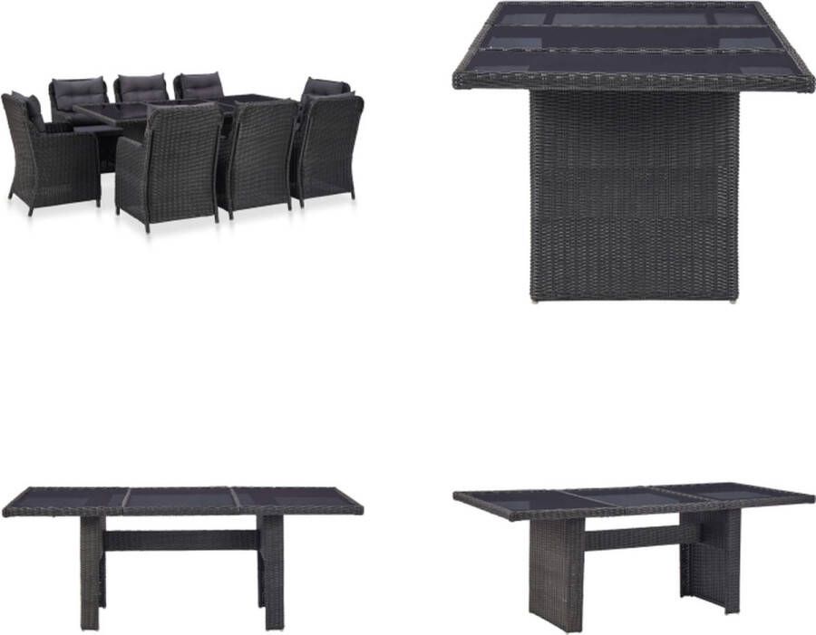 VidaXL 9-delige Tuinset poly rattan zwart Tuintafel En Stoel Tuintafels En Stoelen Tuintafel Set Tuintafel Sets