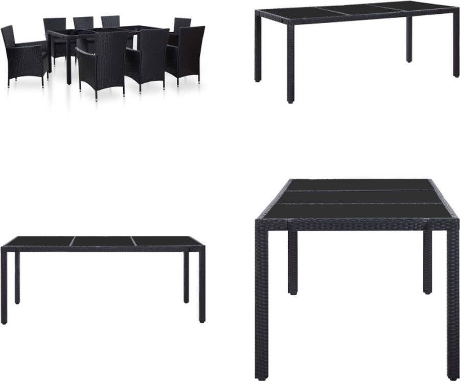 VidaXL 9-delige Tuinset poly rattan zwart Tuintafel En Stoel Tuintafels En Stoelen Tuintafel Set Tuintafel Sets