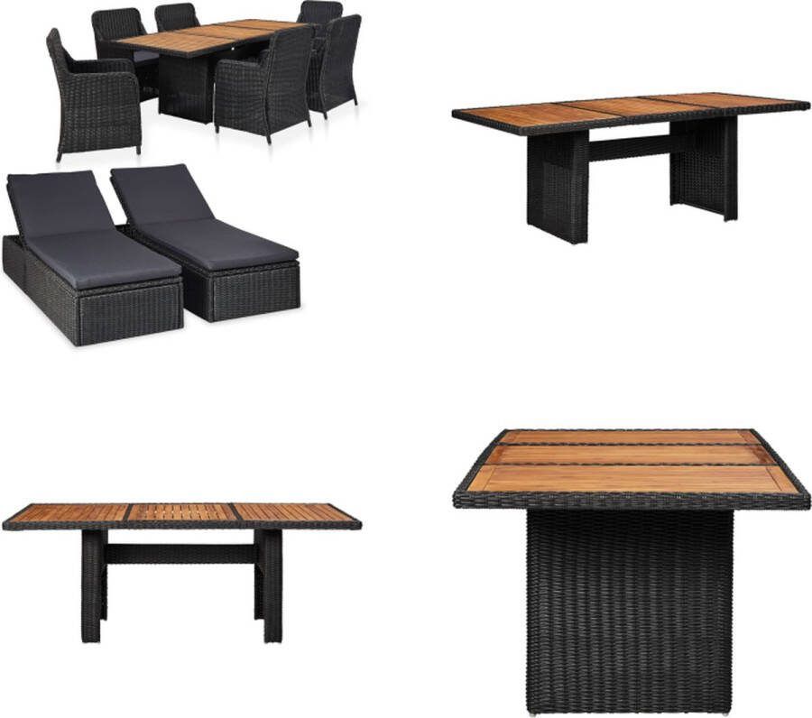 VidaXL 9-delige Tuinset poly rattan zwart Tuintafel En Stoel Tuintafels En Stoelen Tuintafel Set Tuintafel Sets