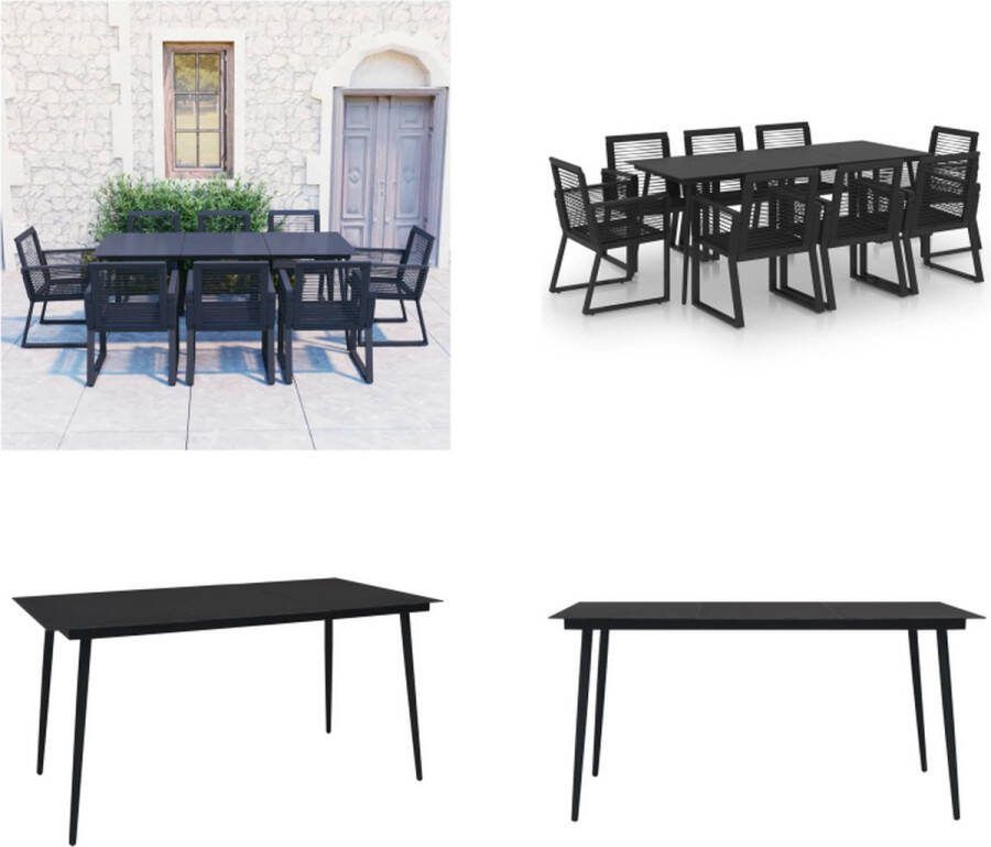 VidaXL 9-delige Tuinset PVC-rattan zwart Eetset Eetsets Eettafel En Stoel Eettafels En Stoelen
