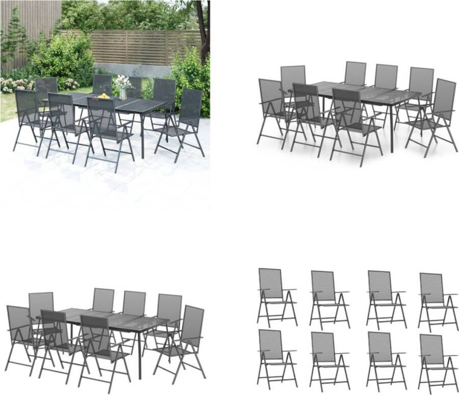 VidaXL 9-delige Tuinset staal antracietkleurig Tuinset Eethoek Buitenset