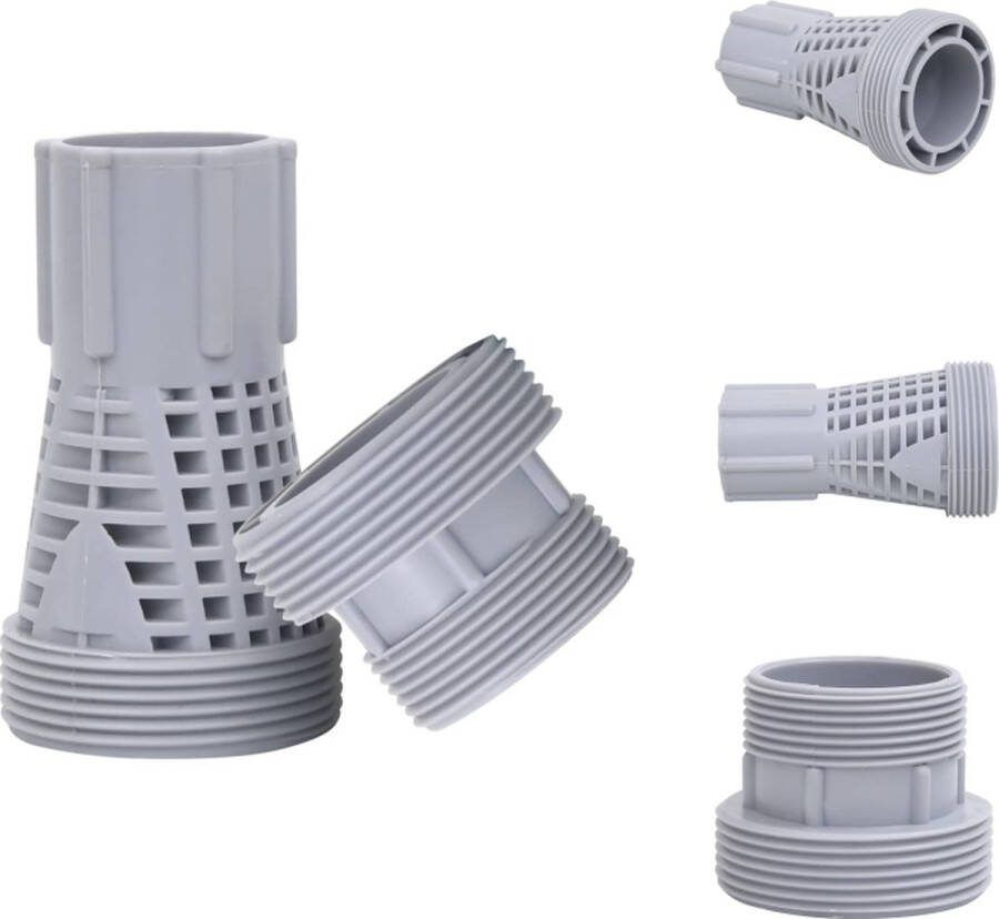 VidaXL Aansluitingenset Universele Intex Bestway Kunststof 40mm naar 1 filterpoort lange adapter 40mm naar 1.5 filterpoort korte adapter Grijs Duurzaam Zwembadfilterpomp