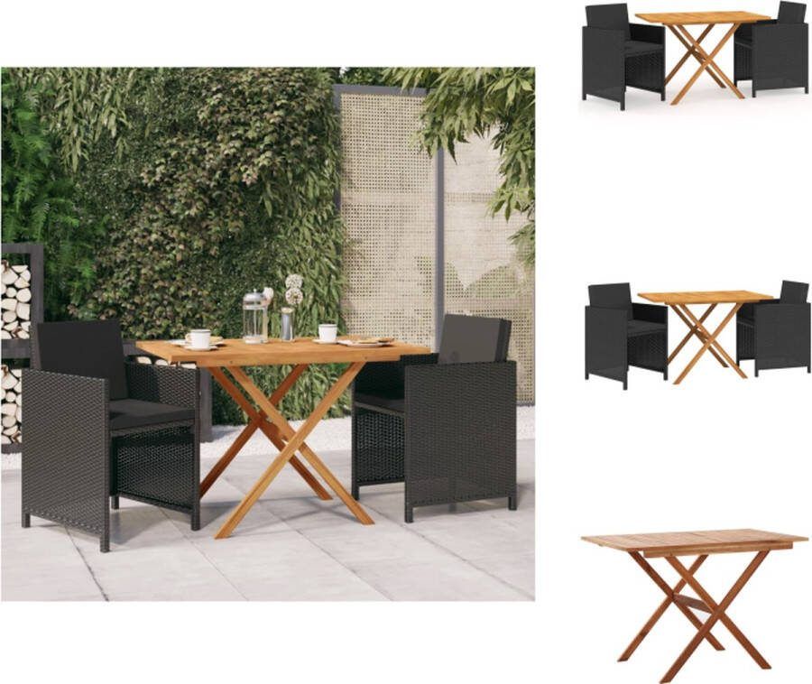 VidaXL Acacia Eethoek 110x67x74cm Zwart Gelat tafelblad Weerbestendig Tuinset