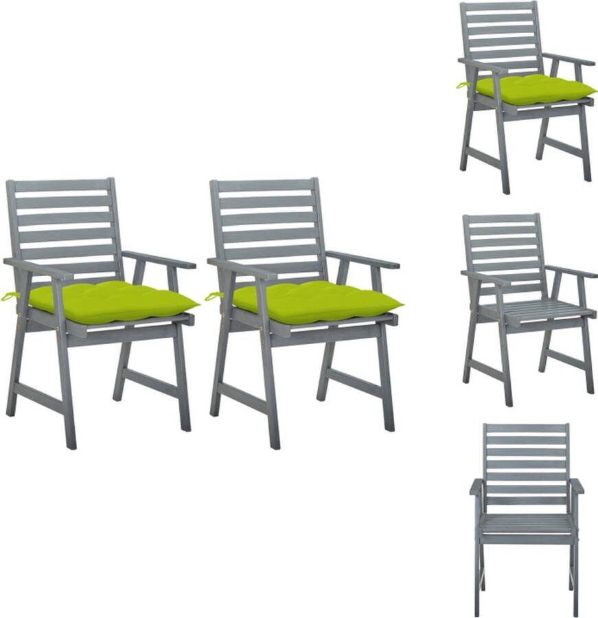 VidaXL Acacia Eetstoelenset 56 x 62 x 92 cm Helder Groen Kussen Tuinstoel
