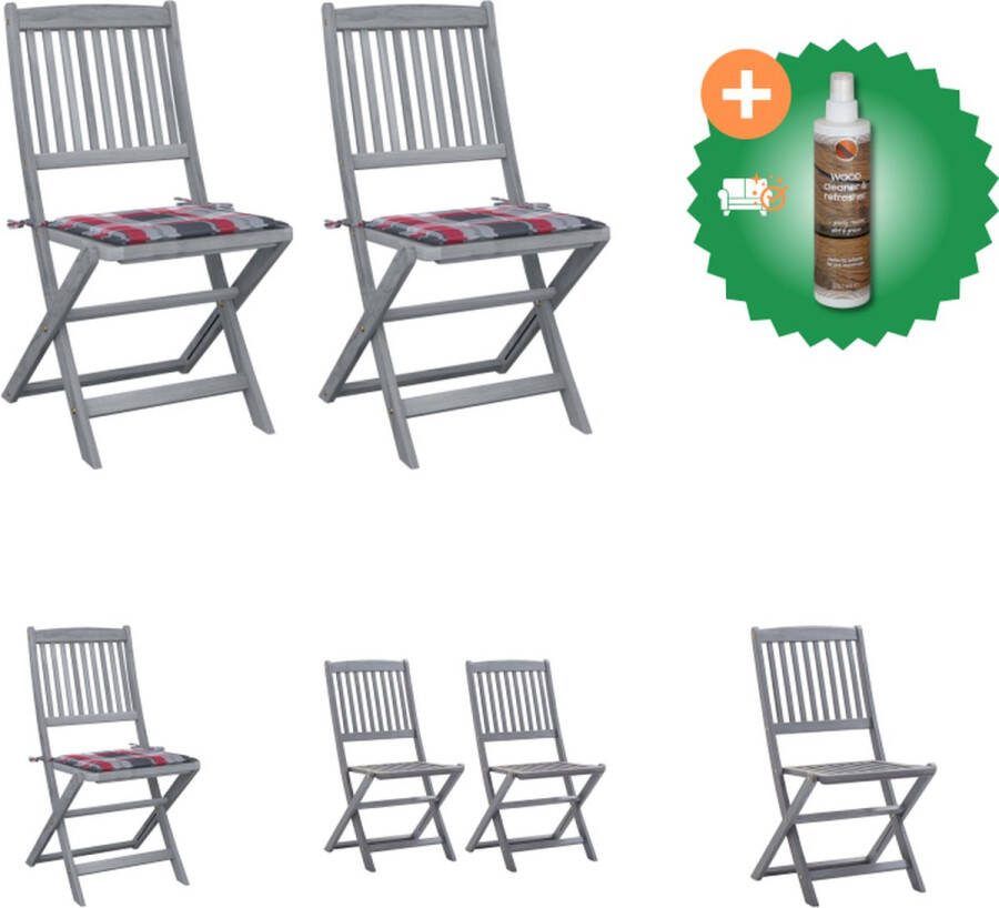 VidaXL Acaciahouten Klapstoel 48.5 x 57 x 91 cm Greywash Tuinstoel Inclusief Houtreiniger en verfrisser