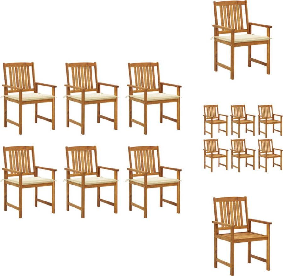 VidaXL Acaciahouten Tuinstoelenset 61 x 57 x 92 cm Weerbestendig Inclusief 6 Kussens Tuinstoel