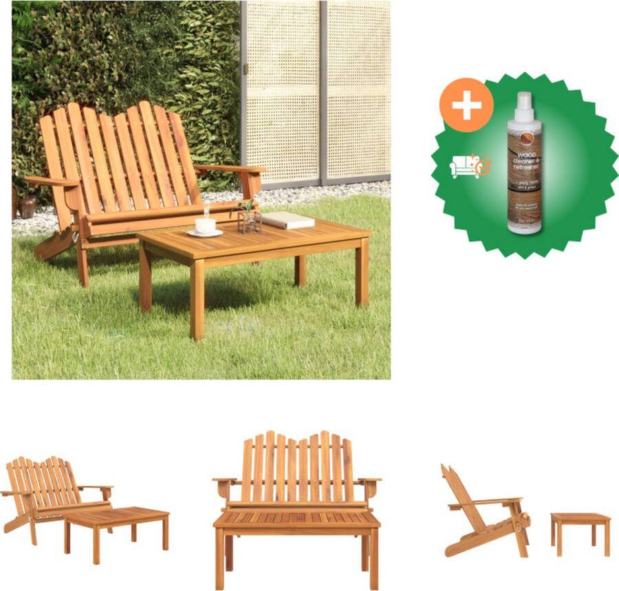VidaXL Adirondack loungeset massief acaciahout inklapbaar tuinbank 126x84x90 cm salontafel 90x50x36 cm Tuinset Inclusief Houtreiniger en verfrisser