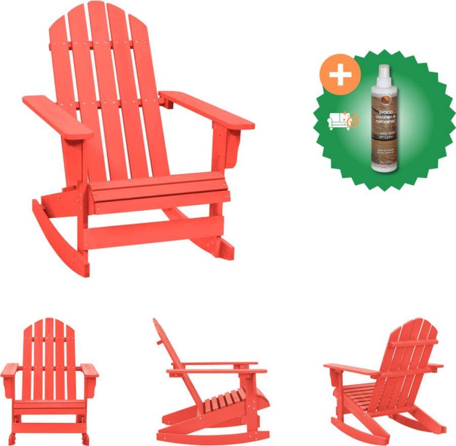 VidaXL Adirondack Schommelstoel Tuinmeubelen 70 x 91.5 x 92 cm (B x D x H) Rood Tuinstoel Inclusief Houtreiniger en verfrisser