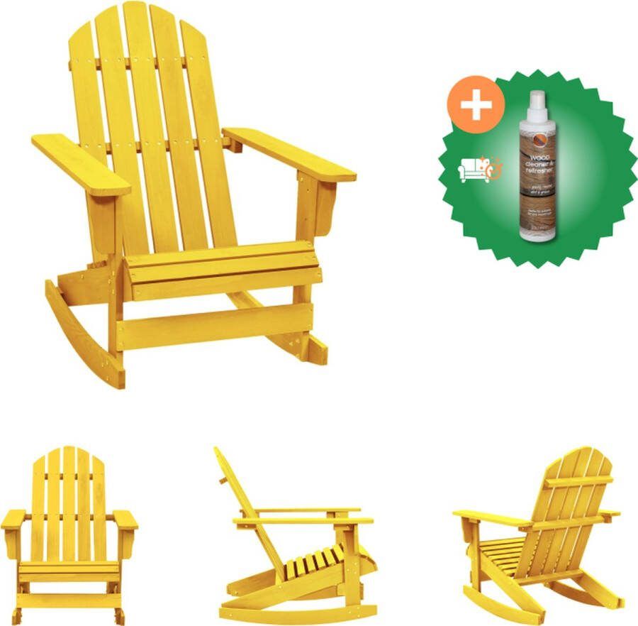 VidaXL Adirondack schommelstoel tuinmeubelen 70 x 91.5 x 92 cm geel Tuinstoel Inclusief Houtreiniger en verfrisser