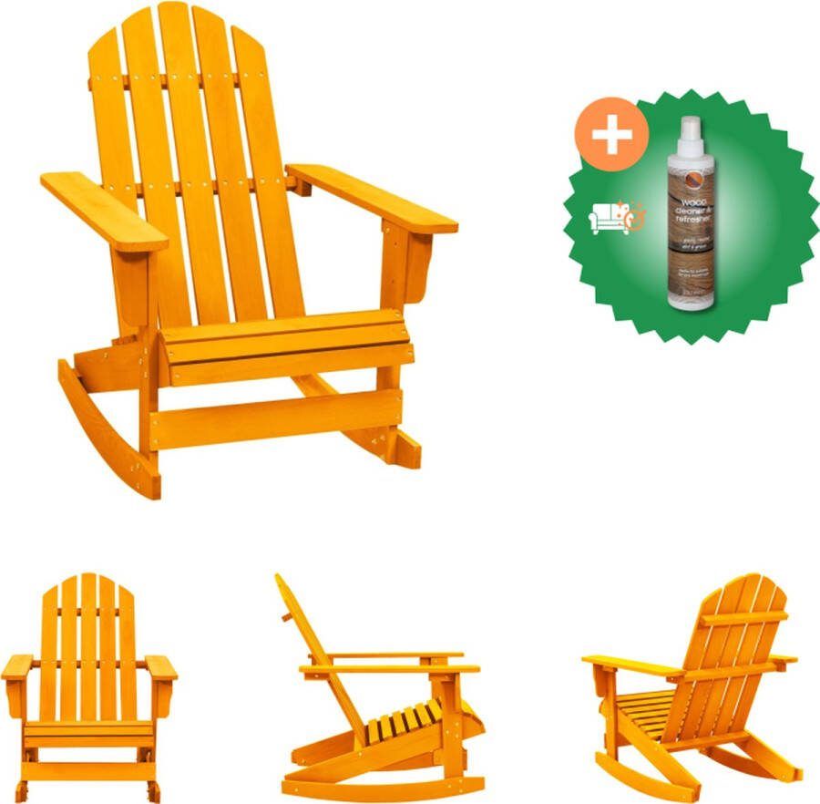 VidaXL Adirondack schommelstoel Tuinmeubelen 70x91.5x92 cm Oranje Massief vurenhout Tuinstoel Inclusief Houtreiniger en verfrisser