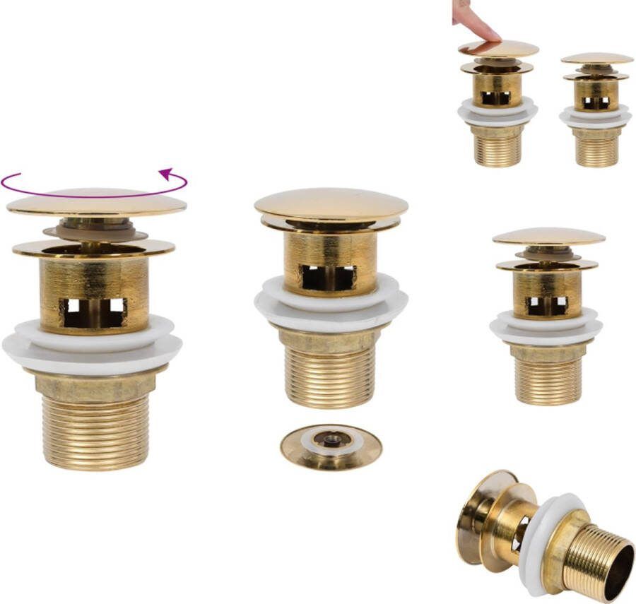 VidaXL afvoer Zink Messing 6.4 x 6.4 x 9.1 cm 1¼ inch Overloop Pop-up Goud Keukenkraan