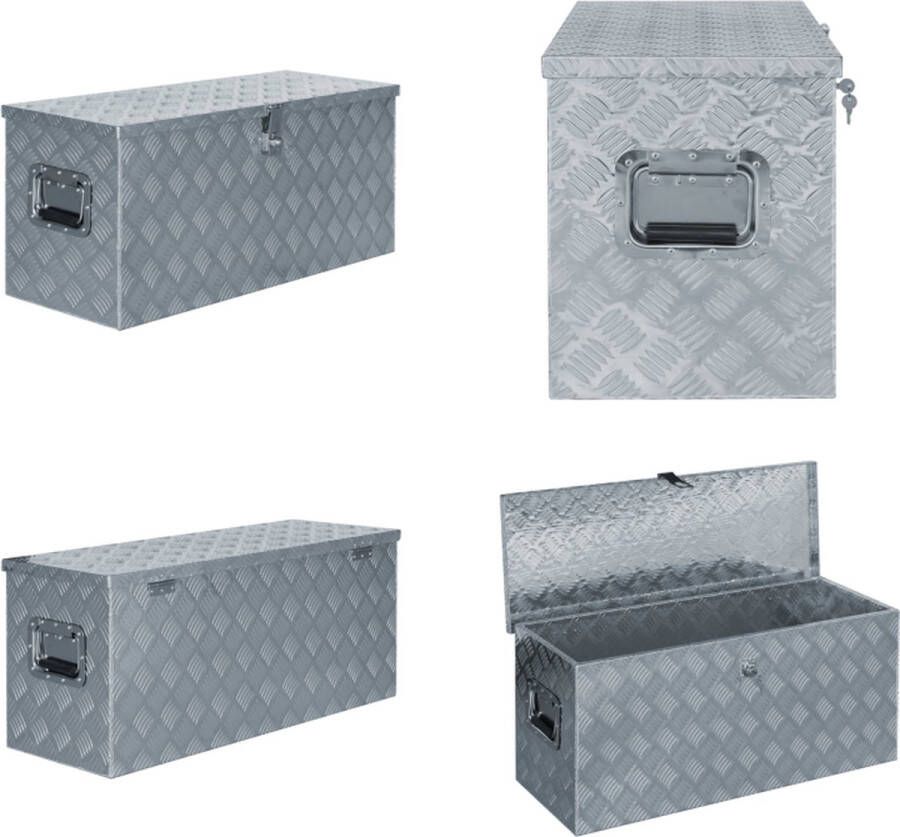 VidaXL Aluminium kist 90-5x35x40 cm zilverkleurig Gereedschapskist Gereedschapskisten Trailerdoos Trailerdozen