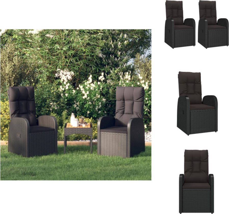 VidaXL Armstoelen Poly Rattan Zwart 57 x 106 x 85 cm Verstelbaar Weerbestendig Tuinstoel