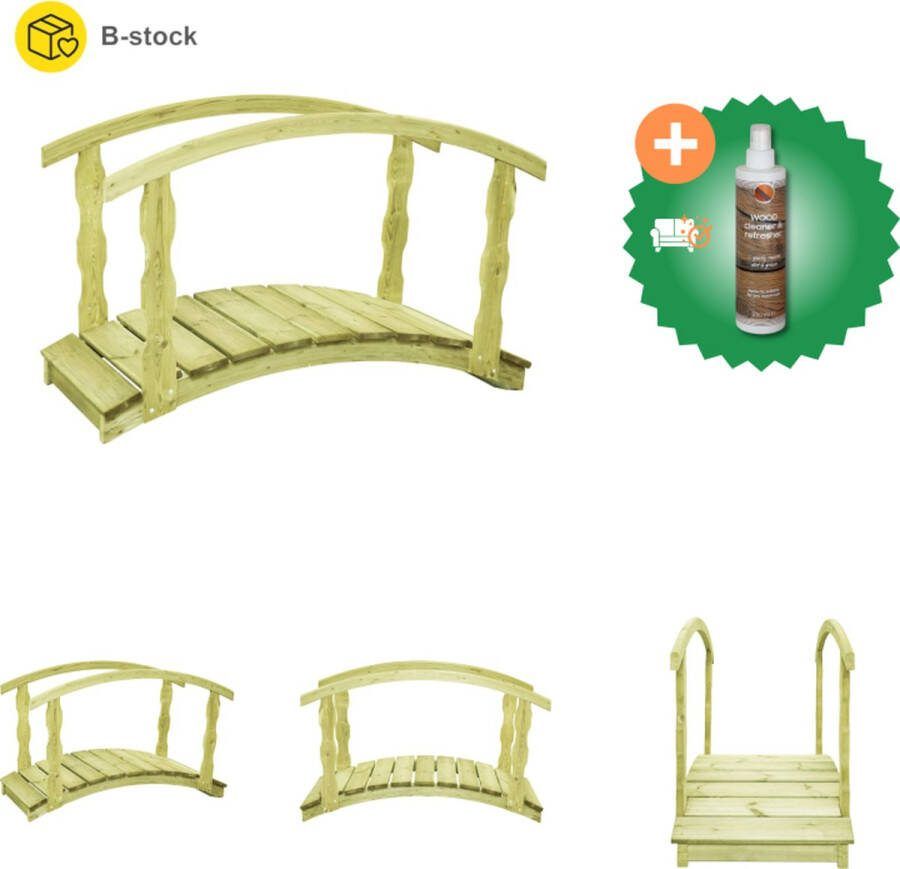 VidaXL B stock Tuinbrug 170x74x105 cm geïmpregneerd massief grenenhout Waterornament Inclusief Houtreiniger en verfrisser